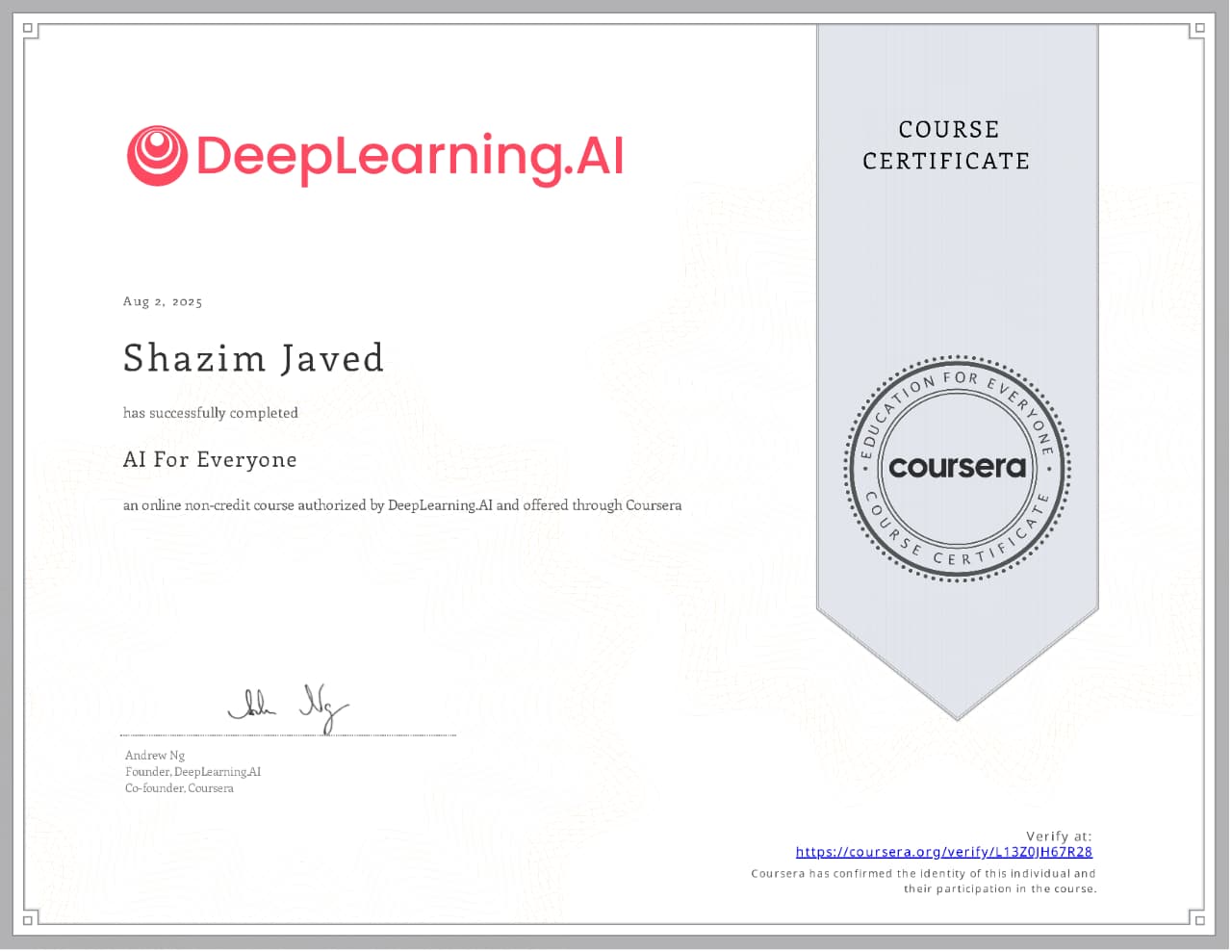 AI Fundamentals Certificate